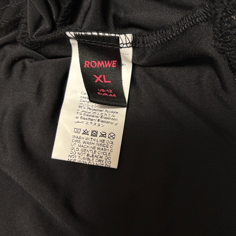 ROMWE Black Lace Trim Robe Sz 12 - Picture 5 of 5